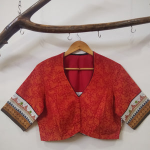 Fully Embroidered Vanasingaram Blouse- Red Readymade