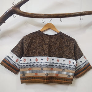 Readymade Vanasingaram Full Embroidery Blouse- Brown