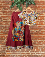 APPLIQUE embroidery chennuri silk skirt and blouse Set - 3