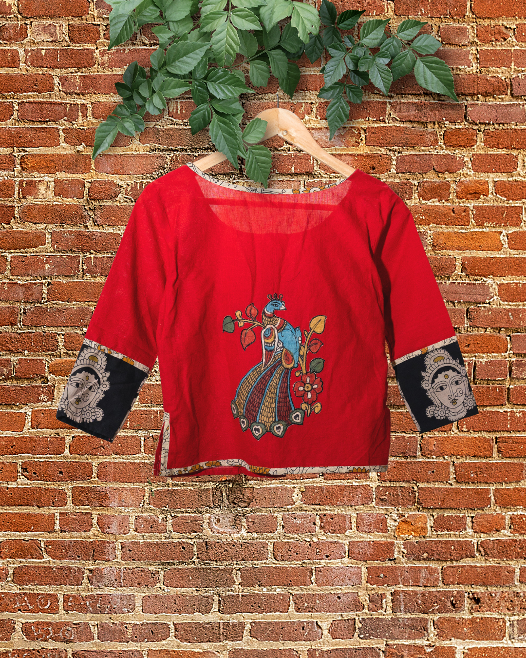 applique-embroidery-blouse-Blood-red