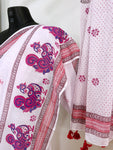 Pastel pink Hand Block Printed Cotton Saree