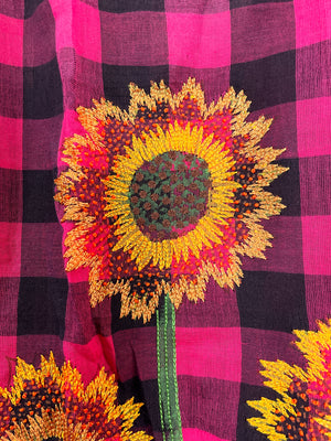 Sunflower embroidery on saree