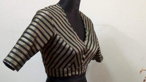 Stripes brocade blouse